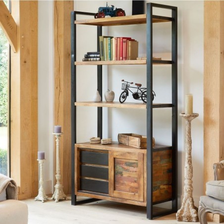 Akola Large Steel-Framed Bookcase with Storage