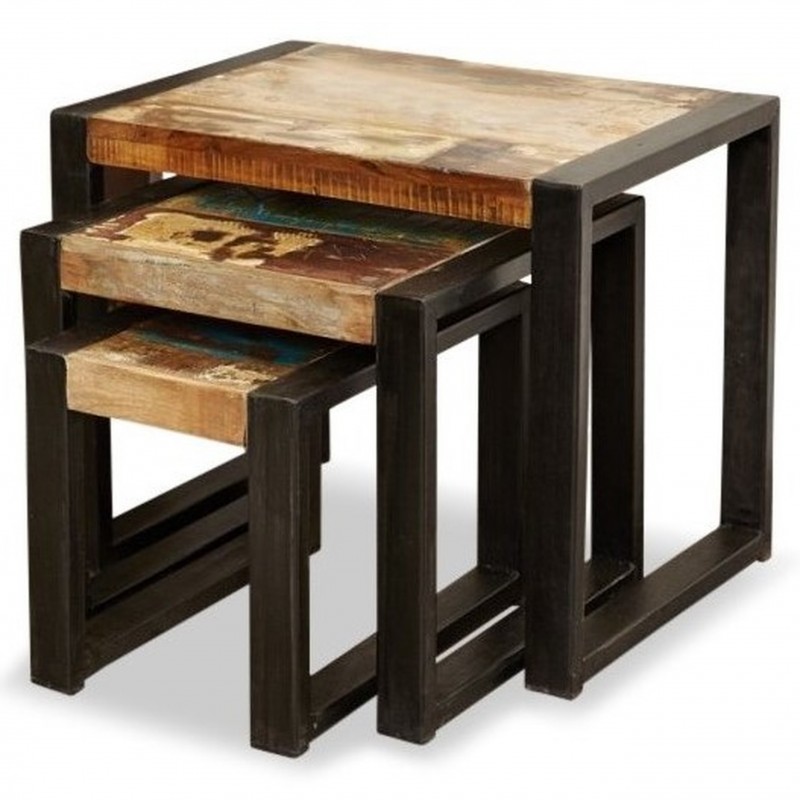 An image of Akola Reclaimed Wood Nested Coffee Tables - Set of 3