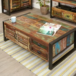 Akola Large Reclaimed Wood 4 Drawer Coffee Table