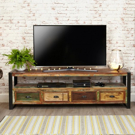Akola Large Four Drawer Reclaimed Timber TV Stand