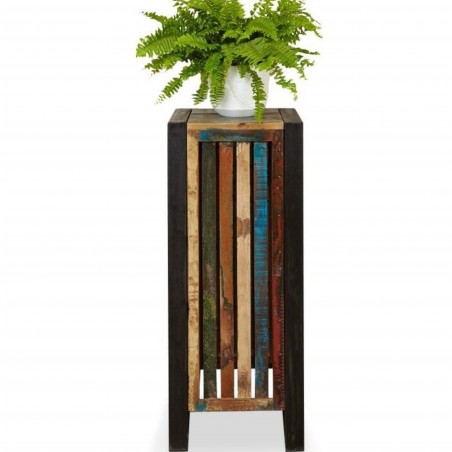 Akola Stylish Reclaimed Wood Plant Side Table White background