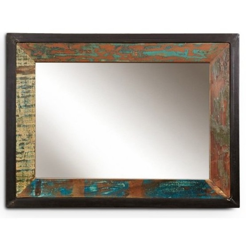 An image of Akola Large Thick Framed Reclaimed Wood Mirror