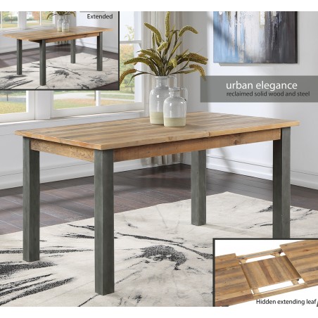 Urban Elegance Reclaimed Extending Dining Table Closed view