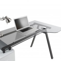 Logan Glass Desk with Pedestal Top Deail