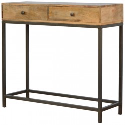 Alverton Industrial Style Console Table Angled View