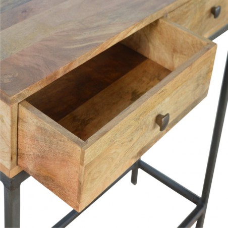 Alverton Industrial Style Console Table Drawer Internal Detail