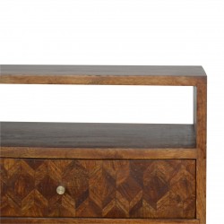 Assanti Chestnut Bedside Unit with Open Slot - Closed Drawer Detail