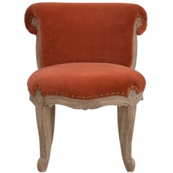 Brochere  Velvet Studded Chair - Brick Red Front View