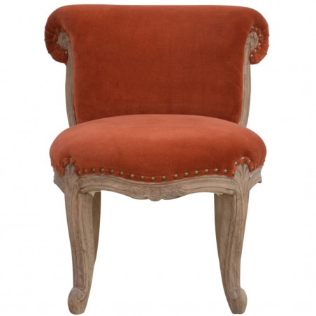 Brochere  Velvet Studded Chair - Brick Red Front View
