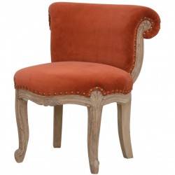 Brochere  Velvet Studded Chair - Brick Red Angled View