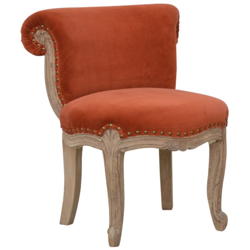 Brochere  Velvet Studded Chair - Brick Red