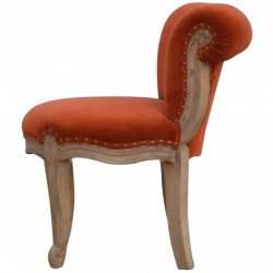 Brochere  Velvet Studded Chair - Brick Red Side View