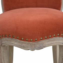 Brochere  Velvet Studded Chair - Brick Red Seat Detail
