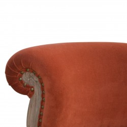 Brochere  Velvet Studded Chair - Brick Red Back Detail