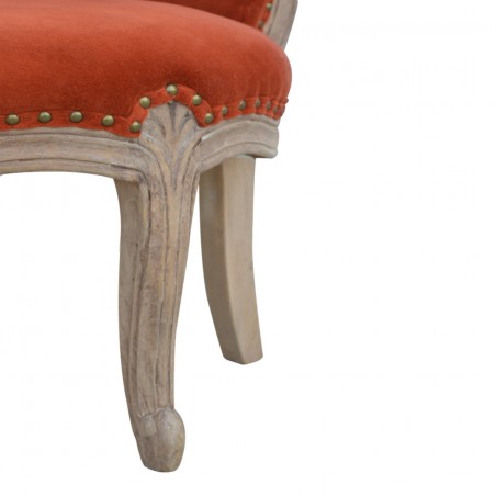 Brochere  Velvet Studded Chair - Brick Red Leg Detail