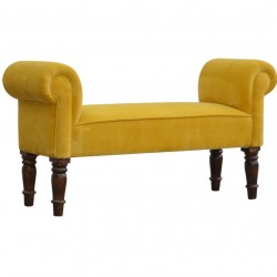 Velvet Upholstered Bench - Mustard