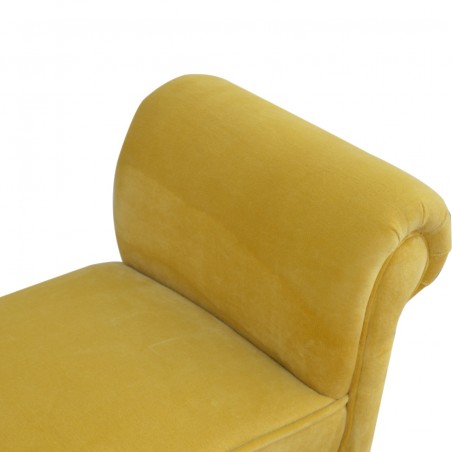 Velvet Upholstered Bench - Mustard Seat Detail