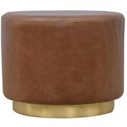 Nava Buffalo Leather Occasional Stool Front View