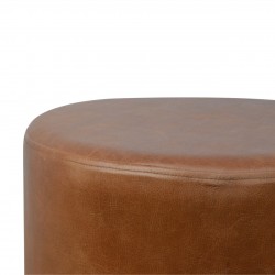 Nava Buffalo Leather Occasional Stool - Top Detail