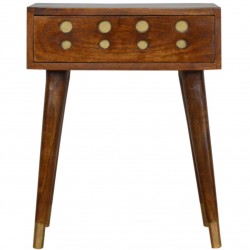 Chester Brass Inlay Cut Out Bedside Table - Front View
