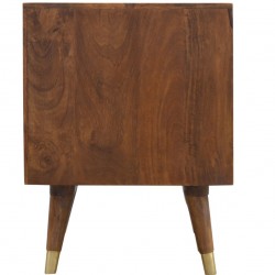 Chester Brass Inlay Cut Out Two Drawer Bedside Table - Rear View