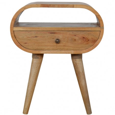 Chester One Drawer Circular Bedside Unit - Oak Front View