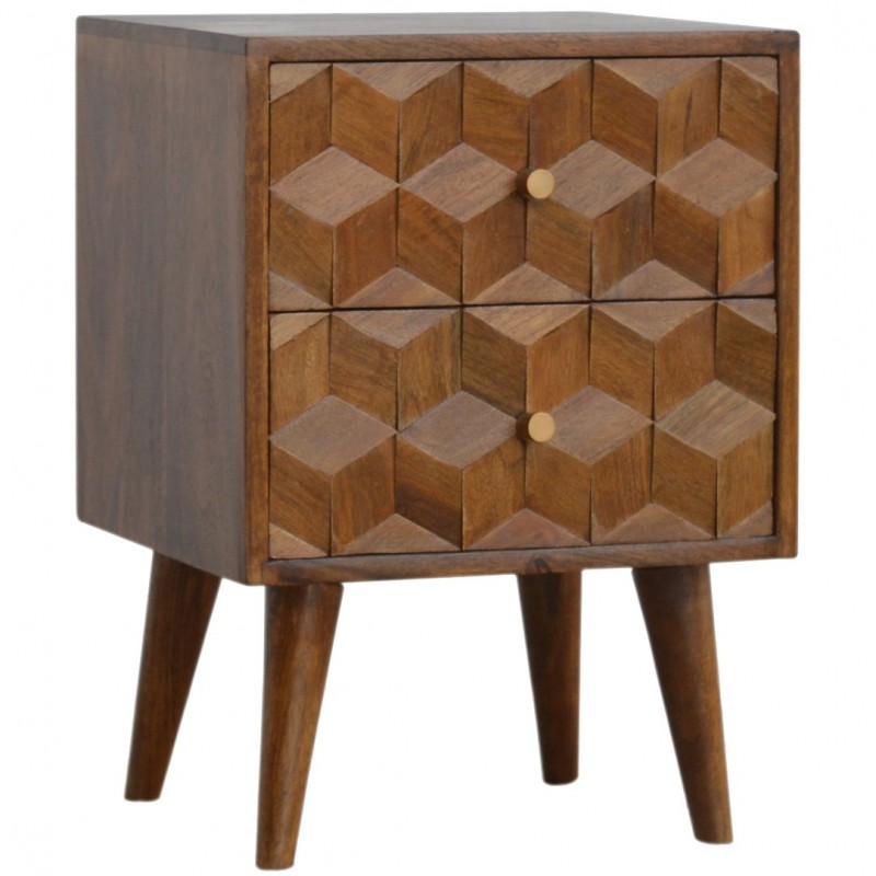 Chester Cube Carved Two Drawer Bedside Table