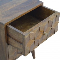 Chester Cube Carved Two Drawer Bedside Table - Open Drawer Detail