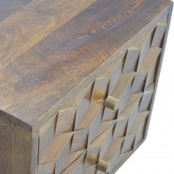 Chester Cube Carved Two Drawer Bedside Table - Closed Drawer Detail