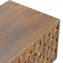 Chester  Cube Carved Two Drawer Media Unit - Chestnut Diamond Closed Drawer Detail