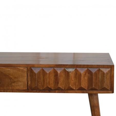 Prism Carved Front Console Table - Closed Drawer Detail