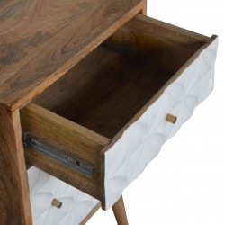 Diamond Carved One Drawer Bedside Table  Open Drawer View