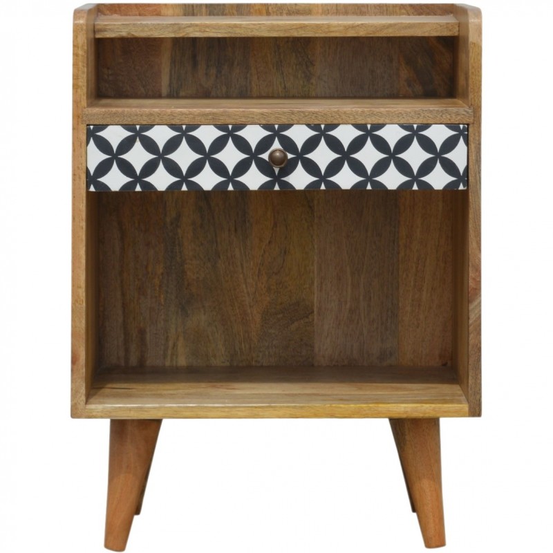 Diamond Style One Drawer Bedside Table - Front View