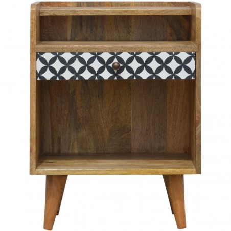 Diamond Style One Drawer Bedside Table - Front View