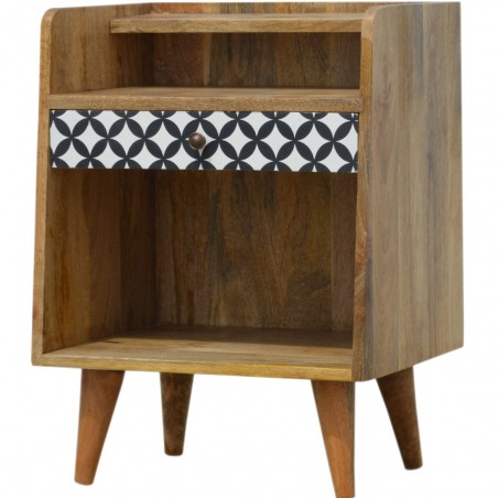 Diamond Style One Drawer Bedside Table - Angled View