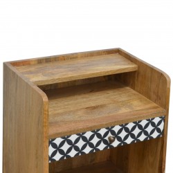 Diamond Style One Drawer Bedside Table - Top Drawer Closed