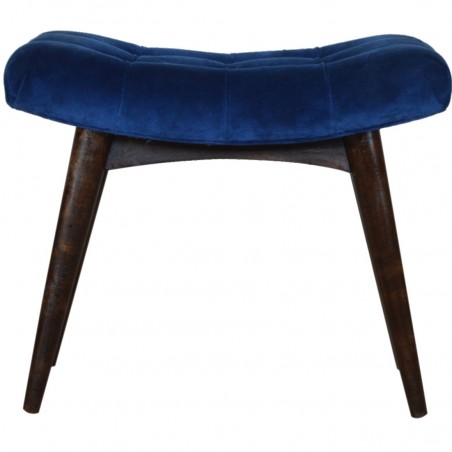 Saddleworth Velvet Upholstered Bench - Blue Front View