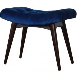 Saddleworth Velvet Upholstered Bench - Blue Angled View