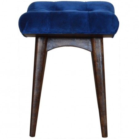 Saddleworth Velvet Upholstered Bench - Blue Side View