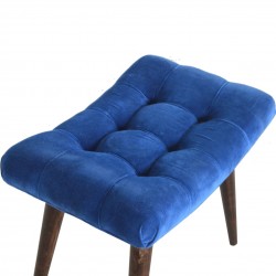 Saddleworth Velvet Upholstered Bench - Blue Top View