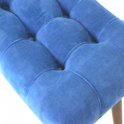 Saddleworth Velvet Upholstered Bench - Blue Pattern Detail