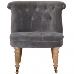 Cotton Velvet Accent Chair - Grey Front View