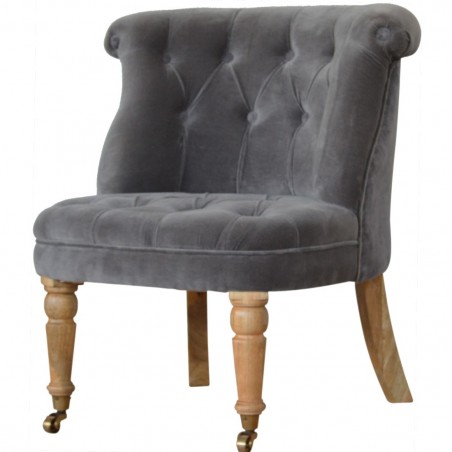 Cotton Velvet Accent Chair - Grey