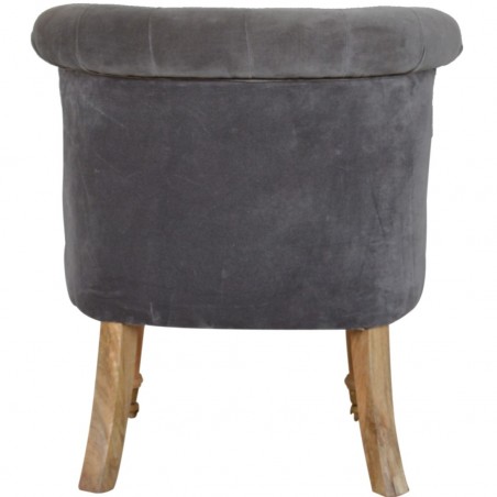Cotton Velvet Accent Chair - Grey Rear View