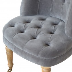 Cotton Velvet Accent Chair - Grey Seat Detail