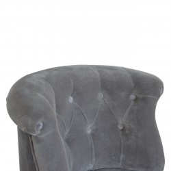 Cotton Velvet Accent Chair - Grey Back Detail