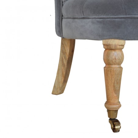 Cotton Velvet Accent Chair - Grey Leg Detail