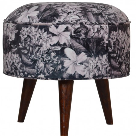 Heligan Floral Print Footstool - Front View