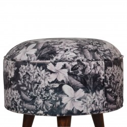 Heligan Floral Print Footstool -Seat Detail
