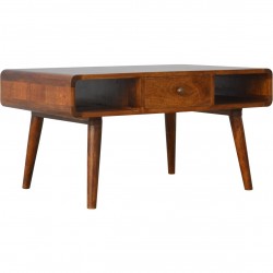 Duddon Curved Coffee Table - Chestnut Angled View